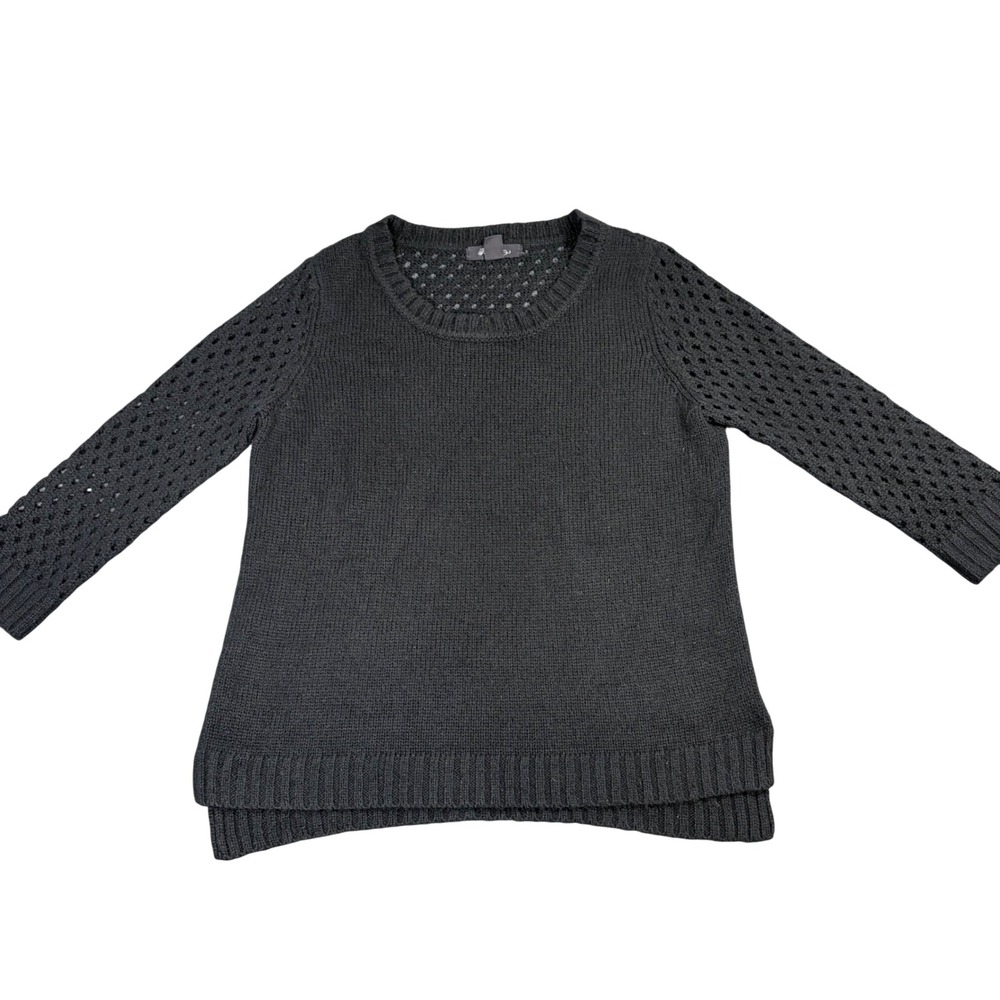 Forever 21 Black Open Knit Mixed Texture Sweater goth